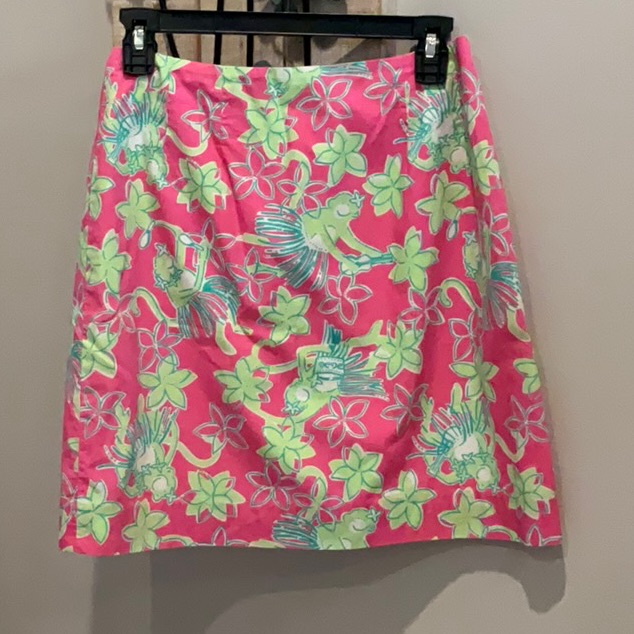 Lilly Pulitzer Monkey Rock A Hula Multi Colored Skirt Size 4, Pre Owned